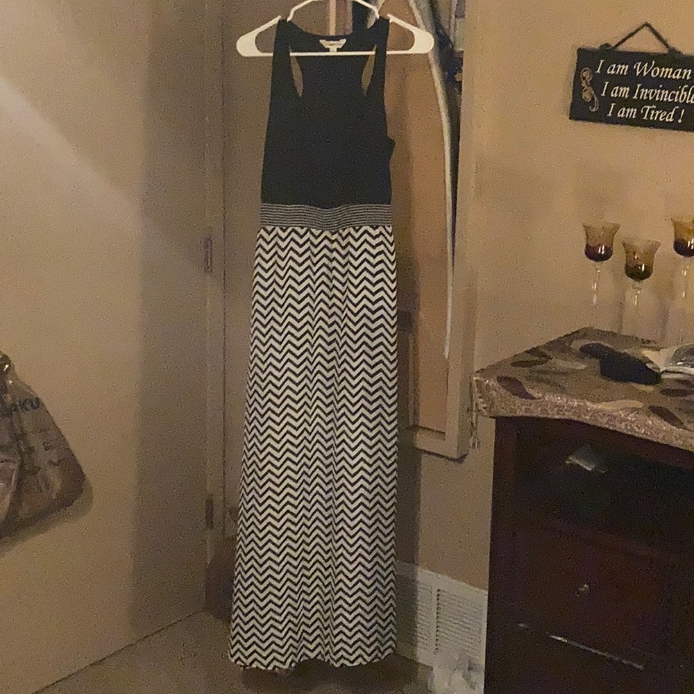 Black and white striped dress
